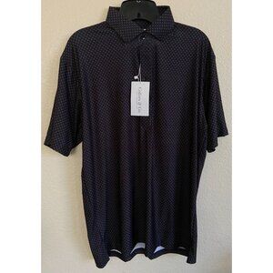 Collars & Co Featherweight Polo MED Relaxed Black & White Geometric NWT